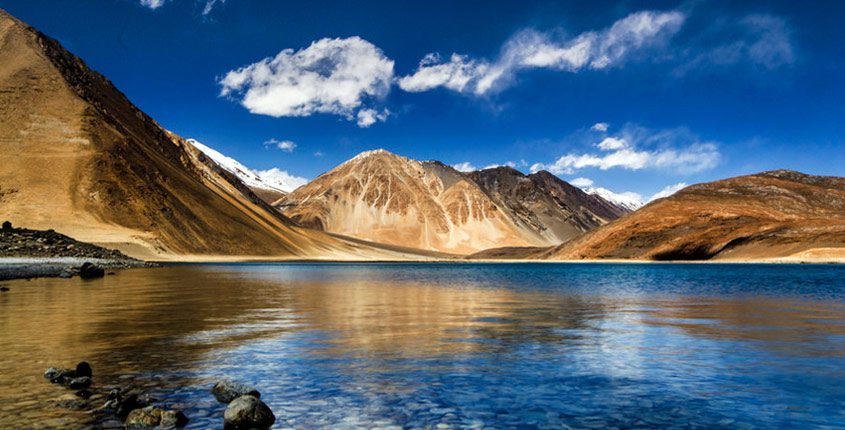 Pangong shore and mountain wall